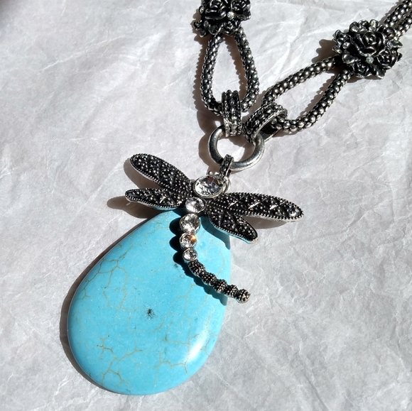 Turquoise Dragonfly Necklace - Picture 1 of 4